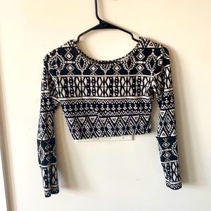 Forever 21 Black & White Bohemian Crop Top